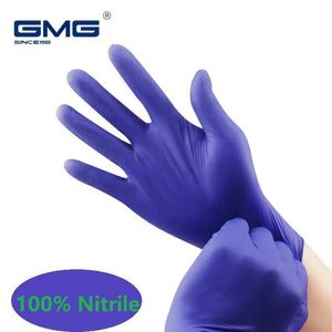 Guantes de nitrilo morados, 100 Uds., guantes desechables resistentes al agua de calidad alimentaria para cocina, guantes desechables para seguridad en el trabajo