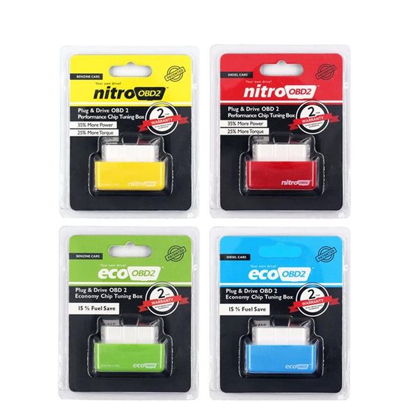 Nitro OBD2 ECOOBD2 15% herramienta de ahorro de combustible más energía caja de sintonización de Chip ECU NitroOBD2 Eco OBD-2 para diésel bencina gasolina coche PlugDriv305f