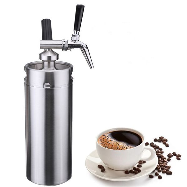 Dispensador de barril de café con preparación en frío de nitrógeno Máquina para hacer cerveza casera Olla Grifos opcionales 1.8L / 68oz 3.6L / 122oz Sistema Nitro Growler Barril 18/8 Acero inoxidable