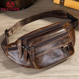 NIUCUNZH, riñonera de cuero para hombre, bolsos de hombro para el pecho, riñonera para motocicleta, bolsa para teléfono para marido, cinturón deportivo, saco táctico para cadera 240103