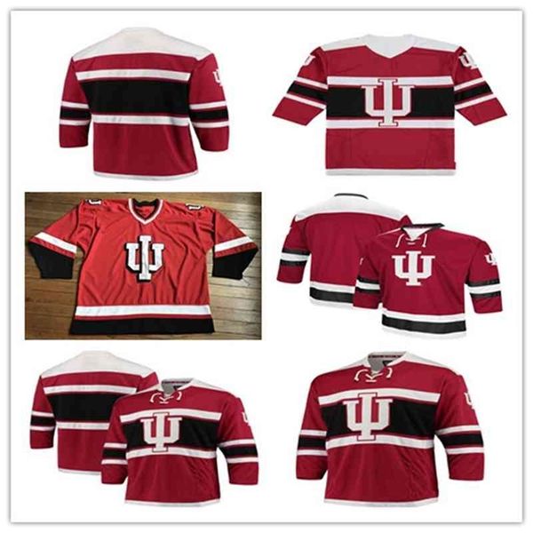 Nivip Custom Indiana Hoosiers NCAA College Jerseys Homme N'importe quel nom N'importe quel numéro Bonne qualité Hockey sur glace Vintage Jersey Rouge Noir Alternate S-4XL