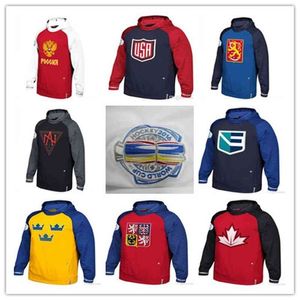 Nivip Hommes 2016 Coupe du Monde de Hockey WCH Hoodies Équipe États-Unis République Tchèque Europe Finlande Amérique du Nord Russie Suède Sweats Jersey Femmes Jeunesse