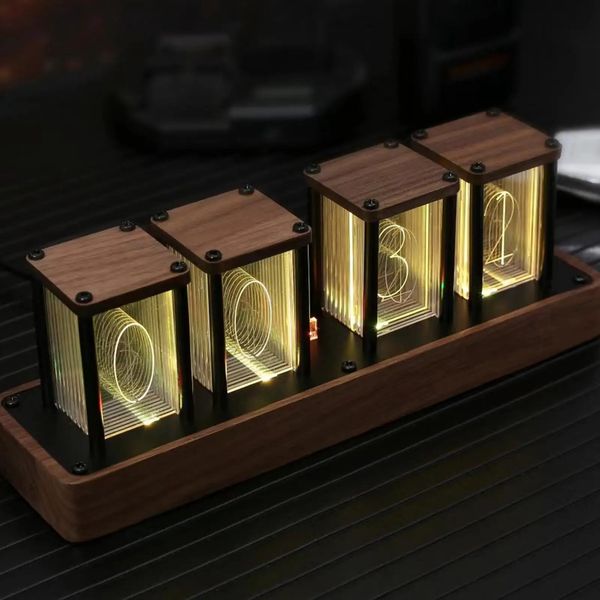 Nixie Tube horloge colorée LED horloge de table numérique alimenté par USB réveil grand affichage horloge pour chambre bureau décoration 240110