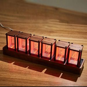 Nixie Tubes Clock Glow Tube Clock RGB Scherm Digitale Klok DIY Analoge Digitale Buis Desktop Digitale Klok Decoratie Cadeau 231220