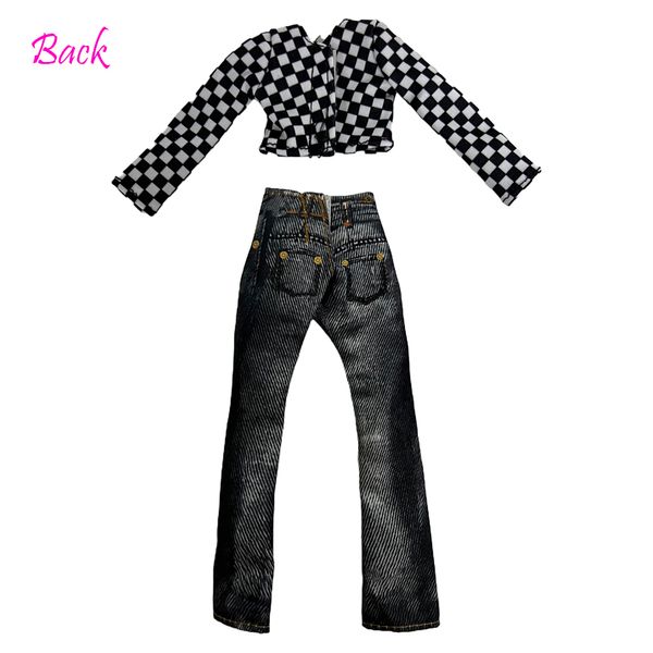 NK Nouvelle tenue Barbies pour 1/6 BJD Doll Black Shirt + Long Jeans Trousseres Vêtements décontractés pour Barbie Doll Accessories Toys