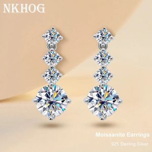 NKHOG S925 Boucles d'oreilles en mosonite argentée pour femmes 2.6 Carat D-Color VVS1 Mosonite Diamond Engagement Wedding Jewelry Gift 240429