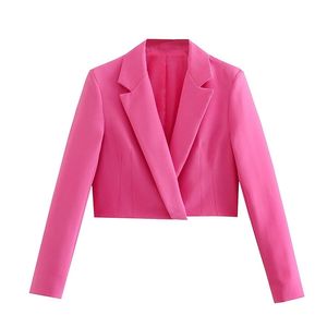 Nlzgmsj Za Femmes Recadrée Blazer Femme À Manches Longues Bureau Dame Blazers Manteau De Mode Seul Bouton Ourerwear Top 07 211006