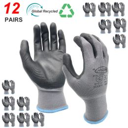 NMSafety High Quality 12 paires Gants de travail avec PU Rubber Palm revêtement de sécurité Glove Protective EN 388 Certificat.