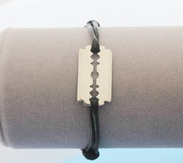 Nee 100 925 Sterling zilveren scheermessen met touwketen voor mannen vrouwen verstelbare armband lame de rasoir sieraden6030003