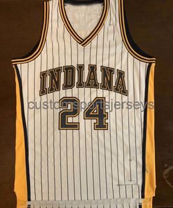 No.24 Paul George White Strips Basketball Jersey Hommes Femmes Jeunesse Numéro personnalisé Nom Maillots XS-6XL