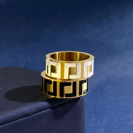 No Box Dames Luxe Designer Ring Drop Zwart/Wit Olie Titanium Stalen Paar Ringen
