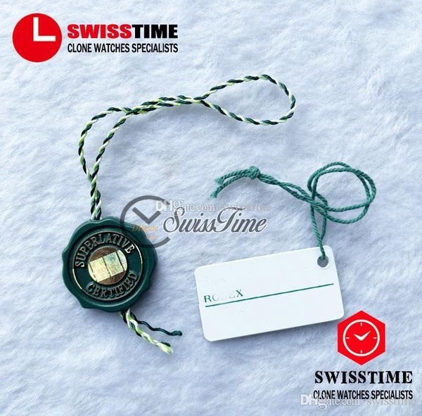 Étiquette volante de chronomètre vert Rollie superlatif sur mesure, sans boîte, avec étiquette de prix blanche, Super édition Swisstime d4