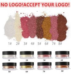 Geen merk 8Color High Pigment Highlighters Face Shimmer Loose Bronzers Powder Accepteer uw logo5457302