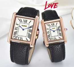 Sin calendario amantes de las mujeres damas reloj de diseño cuadrado panthere moda movimiento de cuarzo reloj tanque cuadrado hombres oro rosa relojes de plata Montre de Luxe regalos