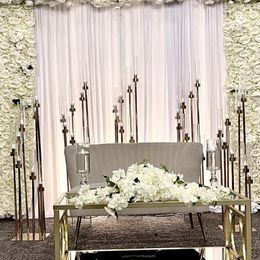 geen kaarsen) metalen goud gangpad decor stand achtergrond kunstmatige bloem frame bruiloft vierkant boord achtergrond bruiloft