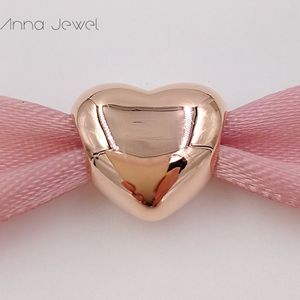 Aucune couleur ne s'estompe Solid Rose Gold Big Heart Pandora Charms pour Bracelets DIY Jewlery Faire des perles en vrac Bijoux en argent en gros 780137