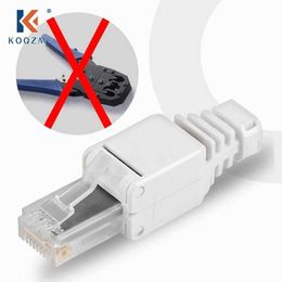 Sin conectores de engarzado, Cable Ethernet, enchufe de cabeza de cristal sin herramientas, Compatible con Cable CAT5E CAT6 CAT6A