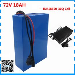 Geen douanekosten 3000 W 72V 18AH elektrische scooter batterij 72V lithium batterij 30Q 3000mAH 3C 15A cel 50A BMS met 2A-oplader