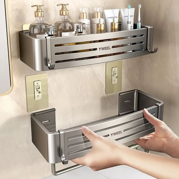 Étagère de salle de bain sans perçage, support mural d'angle de douche pour shampoing, organisateur de rangement de maquillage, étagère de douche, accessoires de salle de bain 240118