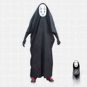 Geen gezicht man cosplay kostuum anime film spirited away Halloween Cosplay Robe handschoen Blackpurple masker volwassen kinderen dropshipping J220720
