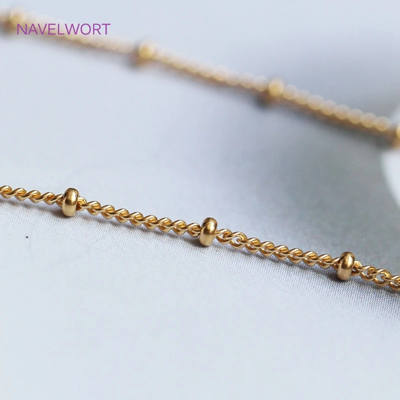 Pas de chaîne de trottoir mince plaquée en or 14k, fournitures pour femmes Bracelet de collier Faire des résultats de la chaîne latérale en gros