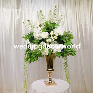 Geen bloemen, inclusief) handgemaakte bruiloft bloem arrangement party banket decoratieve kunstmatige ivoren tafel bloem decor579