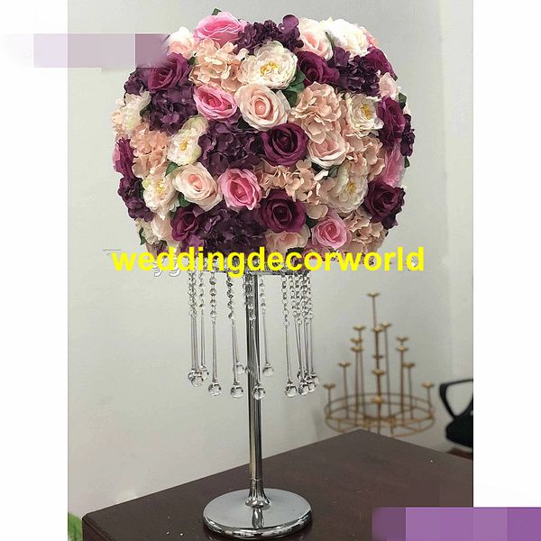pas de fleurs y compris) nouveau style pas cher vente mariage banquet décoratif soie hortensia rose fleur boule pièce maîtresse decor612