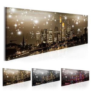 Geen frame 1 panelen Mooi nachtlampje Gebouwen Wanddecoratie Moderne stad Landschap Pography Art Picture Multicolour280R