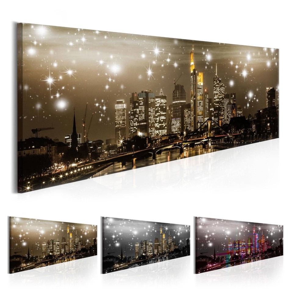 No Frame 1 Panels Beautiful Night Light Buildings Wall Decoration Modern City Landscape Pography Art Picture Multicolor3046