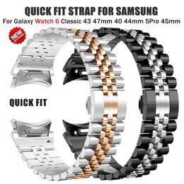 Bracelet à ajustement rapide en acier inoxydable, sans espaces, pour Galaxy Watch 6 Classic 43mm 47mm 654 40mm 44mm 5Pro 45mm, bande d'extrémité incurvée 240104