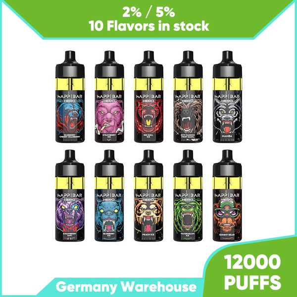 Pas de fumée Vape 12000puffs Bar Puffle jetable Puffle 12k Air Air Flow plus de fumée 16 ml 2% 5% Force 10 FLAVOR VAPERS JUICE Cigarette électronique