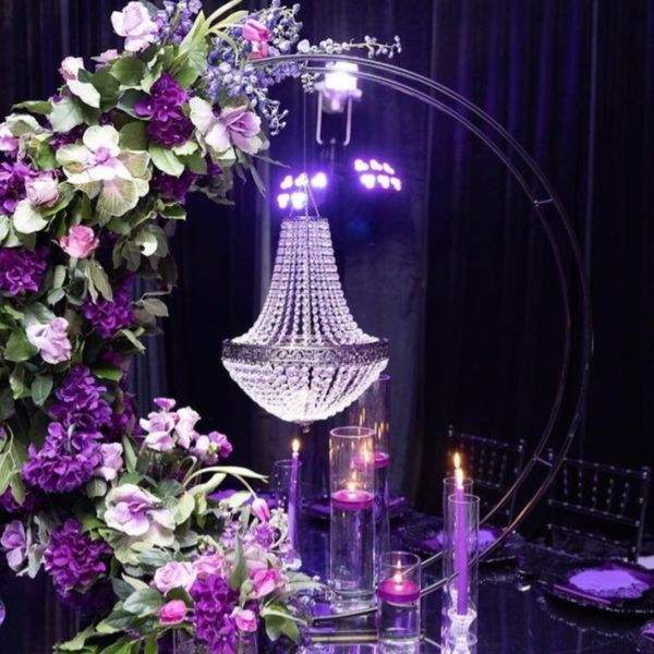 Sin luz, sin flores) Soportes de soporte de flor de jarrón de metal de cristal alto para boda Centro de mesa Araña para mesas de recepción boda imake870