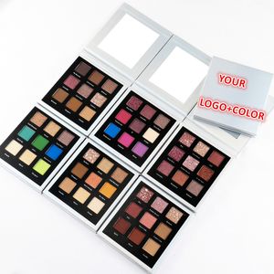 Palette de fards à paupières, Collection de couleurs à faire soi-même, 9 trous, Logo personnalisé accepté, Palettes de fards à paupières à paillettes mates