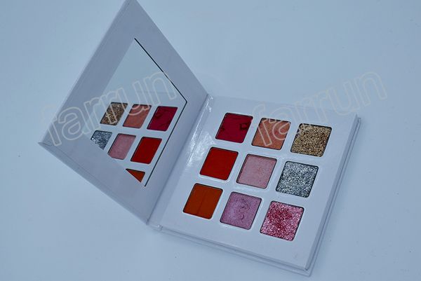 sans logo 9 couleur rose rouge série Avec miroir étiquette privée palette de fards à paupières palette de fards à paupières personnalisée paillettes Prêt à expédier, acceptez les couleurs DIY