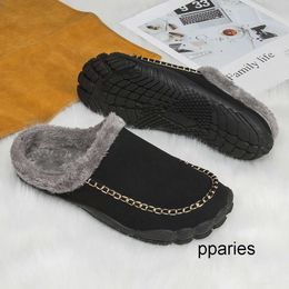 No logo Fashion Pparies- Nuevos zapatos cálidos de tacón plano de cinco dedos para interiores de invierno, zapatillas de algodón de felpa de gran tamaño, zapatos para hombres, zapatos antideslizantes y engrosados para el hogar
