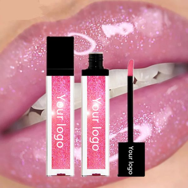 Keine Marke! Funkelnder Glitzer-Lipgloss, feuchtigkeitsspendend, wasserfest, glänzender Lipgloss, Schimmer-Make-up, flüssiger Lippenstift, akzeptieren Sie Ihr Logo