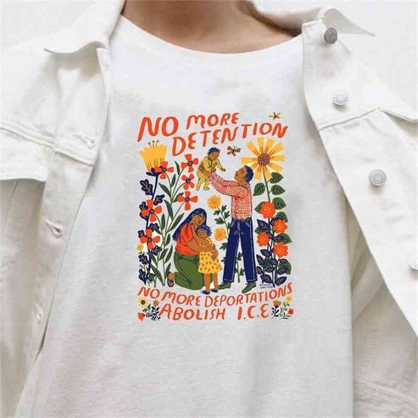 No More Detention Abstract Tournesol Family Love Harajuku Tumblr Casual Femme Tee Coton 90s Mode Kawaii Mignon Femmes T-shirt 210518