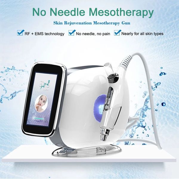 Appareil de mésothérapie sans aiguille EMS Nano Microneedle RF Machine sans aiguille Meso Gun Injection Lifting du visage Enlèvement des rides Serrage de la peau Dispositif de radiofréquence