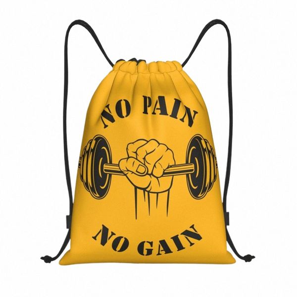 No Pain No Gain Sac à cordon Hommes Femmes Pliable Gym Sports Sackpack Bodybuilding Fitn Gym Shop Sacs à dos m1ik #