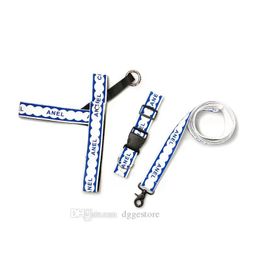 Juego de arneses y correas para perros de diseño sin tirones Collar de perro duradero para mascotas Correa Cuerda larga Collares con estampado de letras impresas para perros pequeños, medianos y grandes Negro L B133