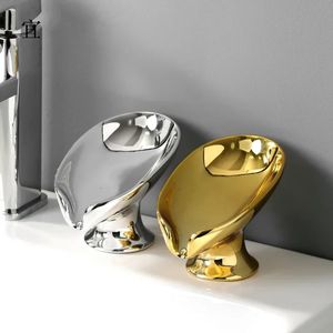 Jabonera sin perforación Almacenamiento en el baño Soporte para jabón Pulsera Dispensador de mano Cerámica dorada y plateada Soporte para jabón de drenaje para lavabo 240312