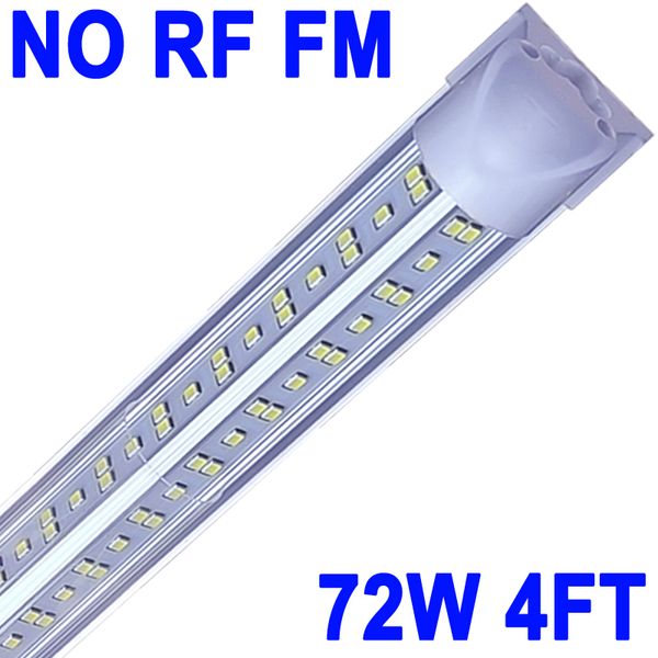 NO-RF RM Lot de 25 lampes LED T8 pour magasin, 1,2 m, 72 W, 6 500 K, lumière du jour, blanc, connectables, tubes intégrés à LED, barre LED pour armoire, garage, atelier, établis crestech