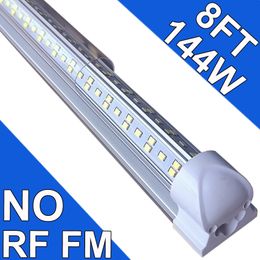 NO-RF RM Lampe d'atelier LED T8 144 W en forme de V 6 500 K Blanc froid T10 T12 avec couvercle transparent Plug and Play pour garage, tube LED T8 pour armoire d'établi à haut rendement USAstock