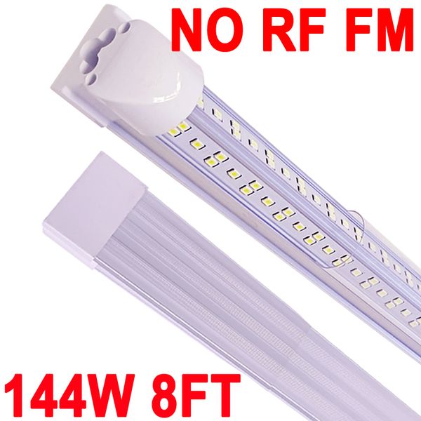 NO-RF RM Lampe d'atelier LED T8 144 W en forme de V 6 500 K Blanc froid T10 T12 avec couvercle transparent Plug and Play pour garage, tube LED T8 pour armoire d'établi Crestech