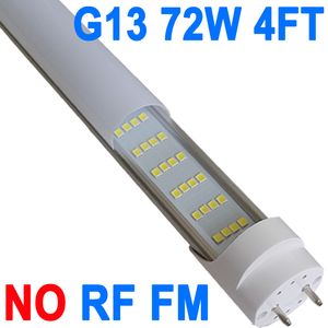 NO-RF RM Driver T8 Bombilla de tubo de 72 vatios y 48 pulgadas, 4 filas 6500 K, 7200 lúmenes, luz diurna, bombilla fluorescente T8 con base bipin G13, cubierta lechosa crestech