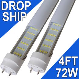 NO-RF RM Driver T8 LED Bombillas de tubo de 4 pies Reemplazo fluorescente de derivación de lastre de 4 filas, 6500K 72W, cubierta lechosa Bypas de lastre alimentado de doble extremo Barn usastock