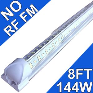 NO-RF RM LED T8 Geïntegreerd enkelvoudig armatuur, 8FT 144000lm, 6500K, 144W LED-winkelverlichting, plafond- en onderkastverlichting Fabriekskabel elektrische garage usastock