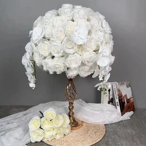 Pas de support) décoration blanc mariage fleurs blanches boule centre de table arrangement de fleurs artificielles sur le décor de table imake685