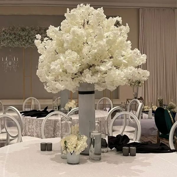 sin soporte) Decoración interior y exterior mesa de árbol de flor de cerezo blanco decoración de boda árbol planta artificial imake945