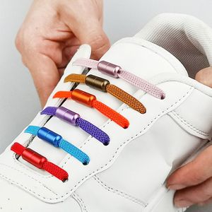 Geen stropdas schoen kant platte elastische schoenveters kinderen volwassen sneakers veiligheid luie veters Unisex mode snelle metalen slot